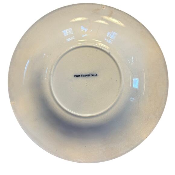 Niagara Falls souvenir plate vintage ceramic porcelain rolled rim flow blue FLAW - Picture 4 of 13